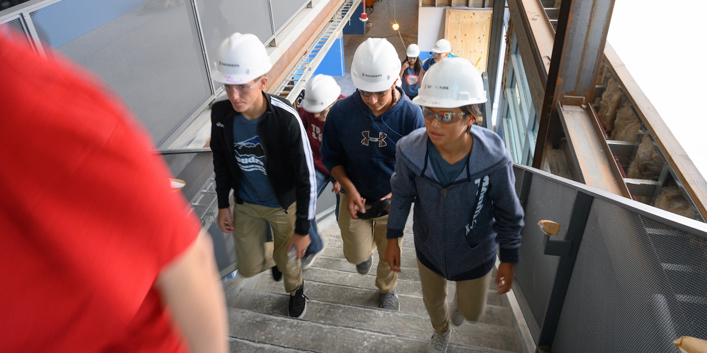 Students touring site