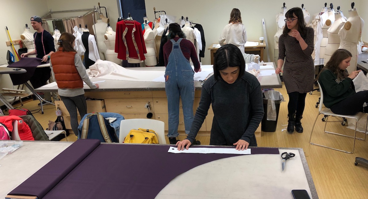 Students working on costumes