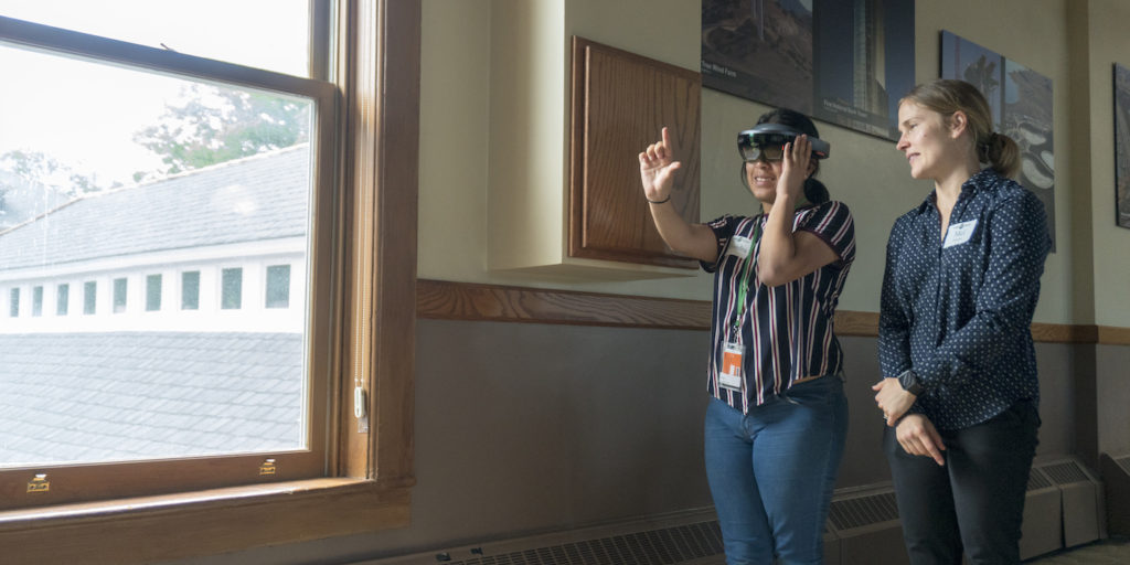 Participant using virtual reality goggles