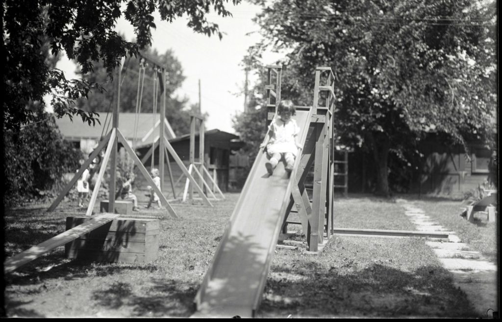 A child going down a slide