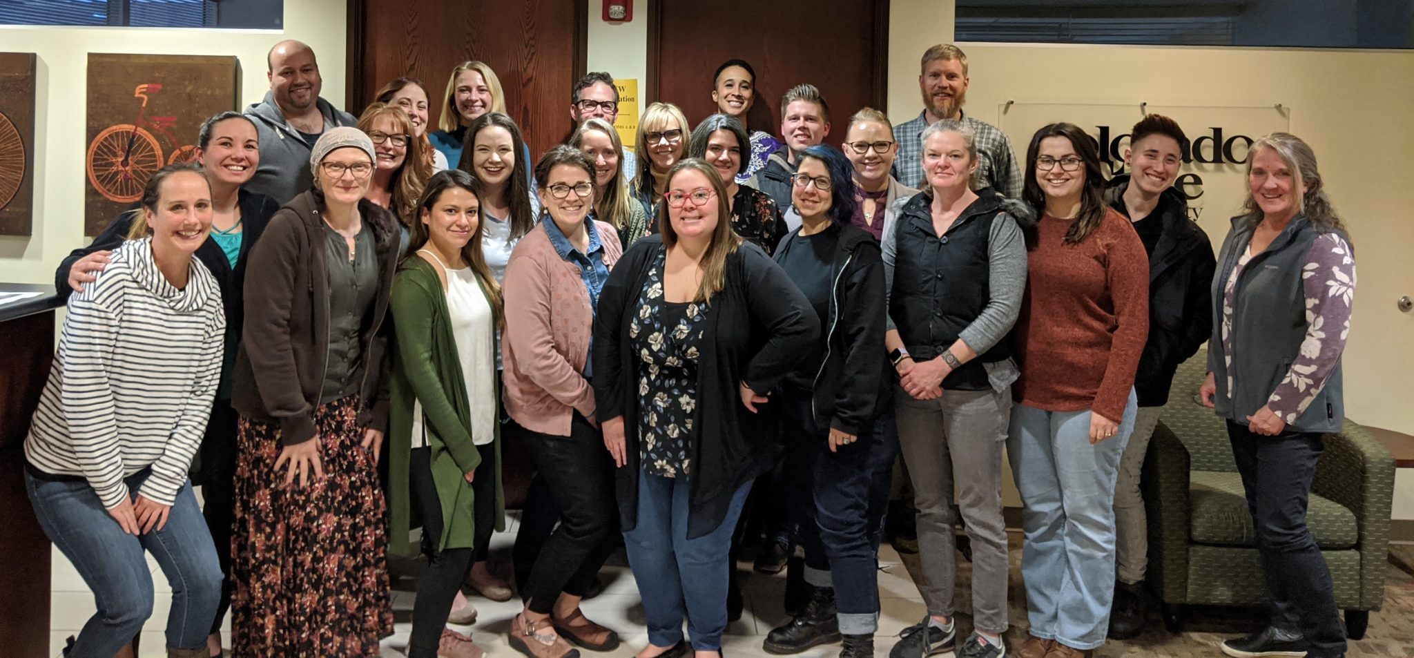 distance msw students from the denver cohort in 2020 standing together and smiling