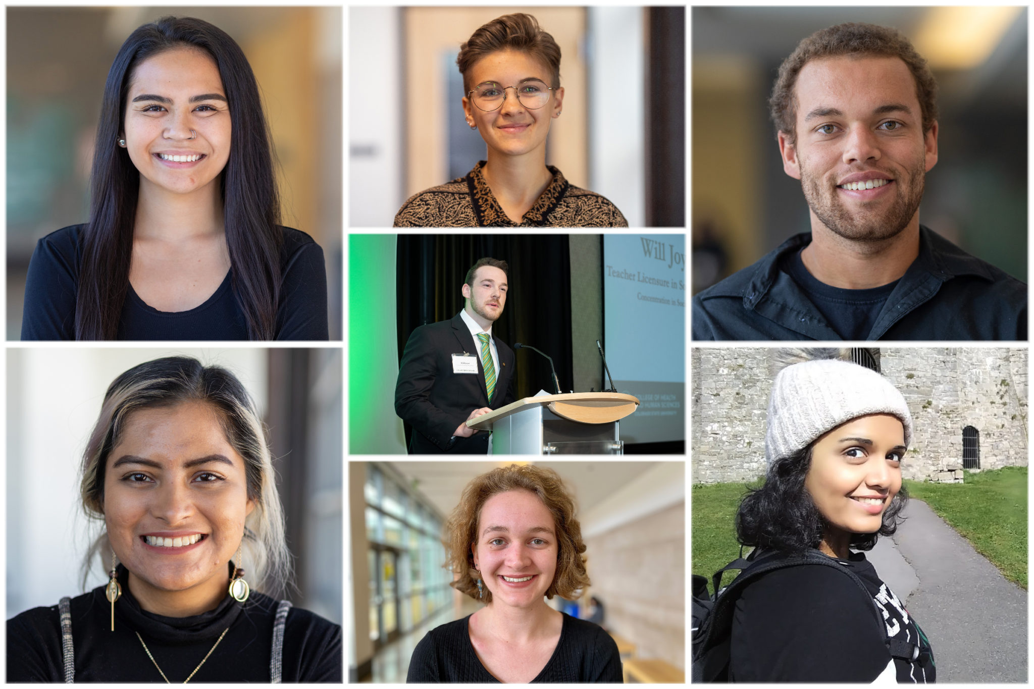 Collage image of all seven scholarship winners