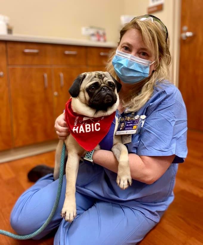 nurse with habic therapy dog