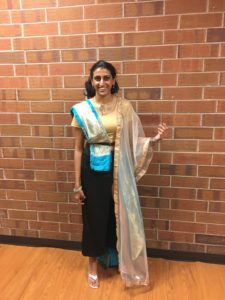 Jaya in her student association dance outfit