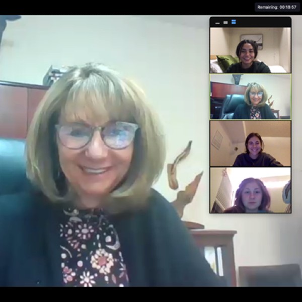 Screenshot of students in a virtual meeting
