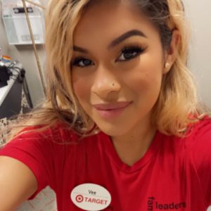 Vee Martinez takes a selfie in Target uniform