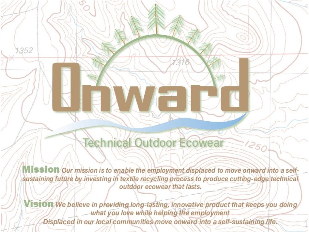 Onward: Technical Outdoor Ecowear displayed with their visual branding