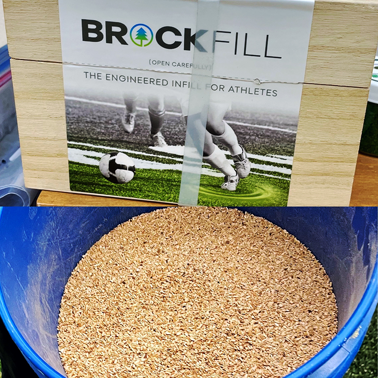 BrockFILL is a pine-based infill marketed by a Colorado company for use with artificial turf.