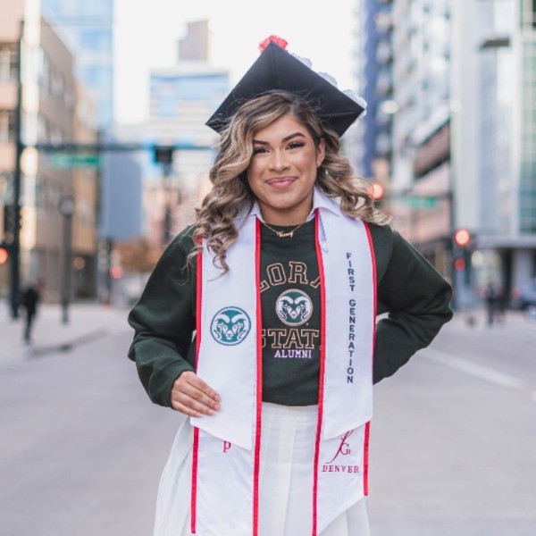 Vee Martinez in her graduation garb