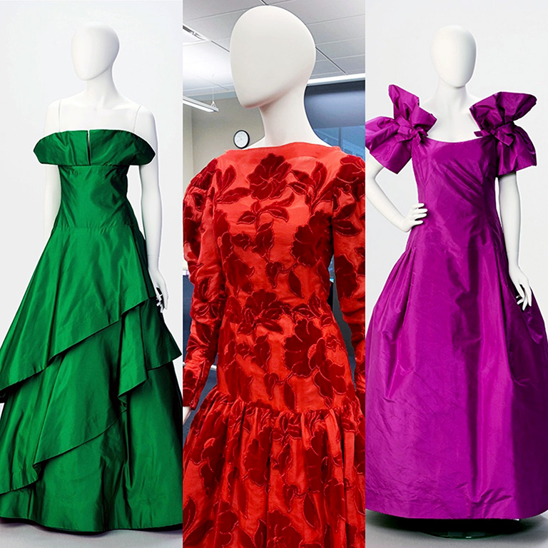 Outfits from the Avenir Museum's Scaasi collection.