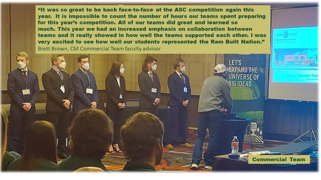 Commercial Team competing at ASC Competition with quote from coach
