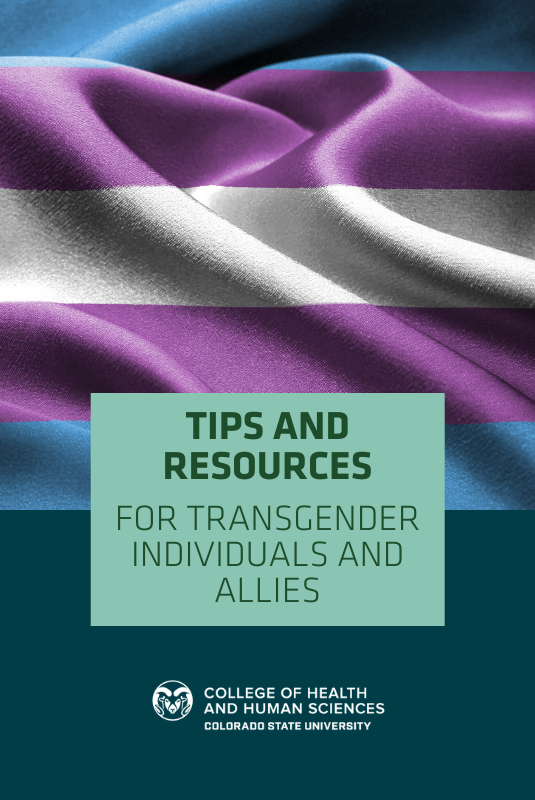 Transgender Flag with text of "Tips and Resources for Transgender Individuals and Allies"