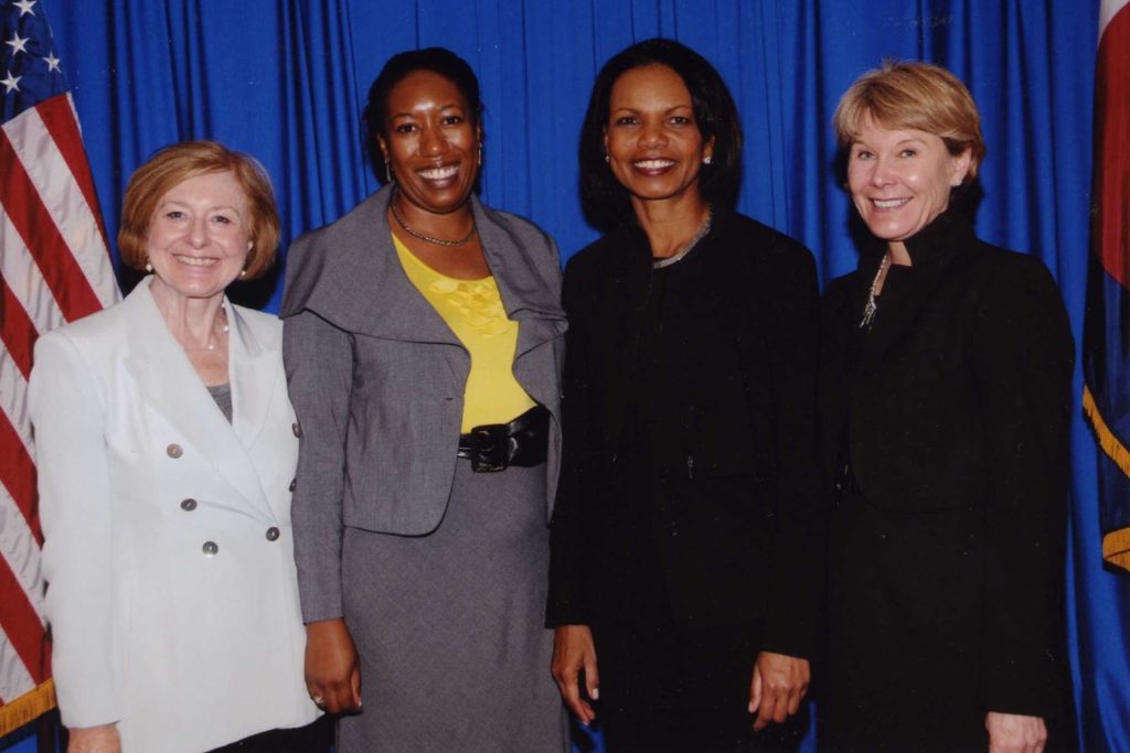 Nancy with Condaleezza Rice, Eulanda Sanders, and Jodie Hanzlik