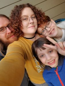 A family selfie with two parents and two children
