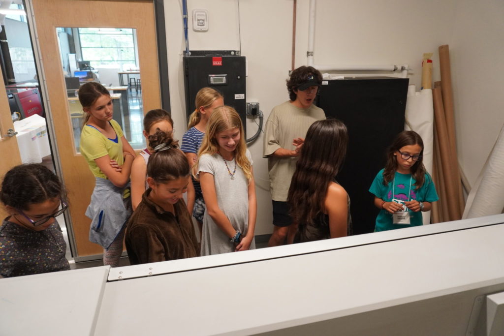 Students tour the Nancy Richardson Design Center.