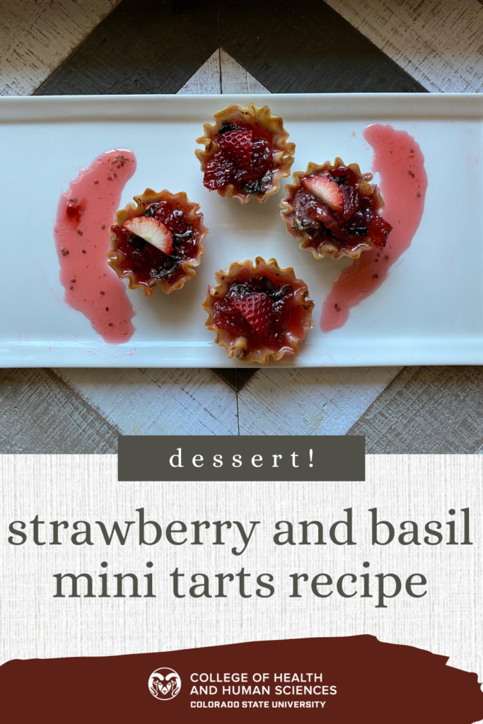 Strawberry and basil mini tarts dessert recipe.
