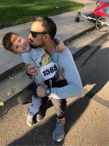 Brendan and his son Alec after the Homecoming 5K 