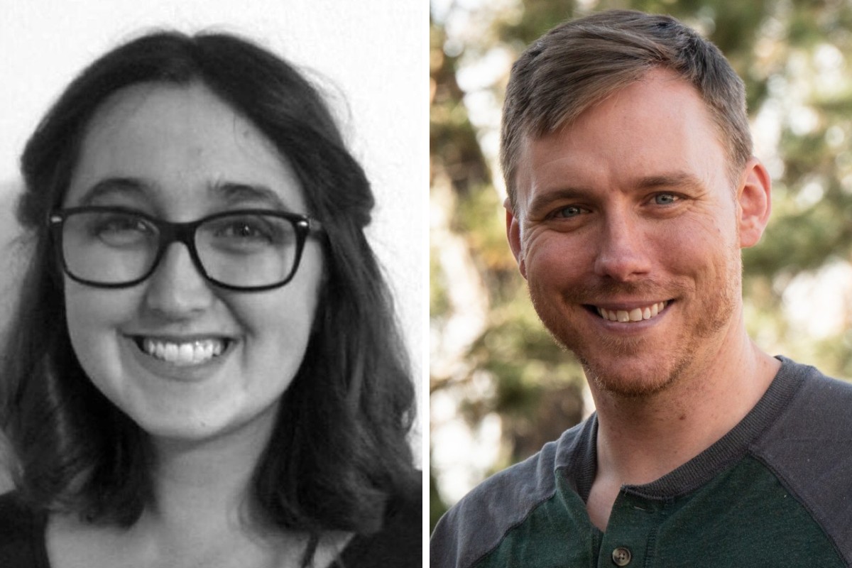 Bethany Conniff (left) and Ross Atkinson (right) portrait photos