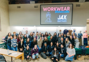 Students, presenters and female industry attendees at the Workwear Showcase