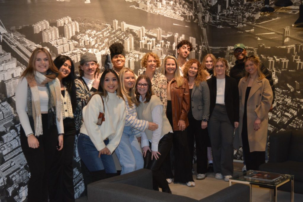AM students visit the Sorel showroom with Dr. Hyllegard, Professor Chisholm, and alumna Abbey Hume.