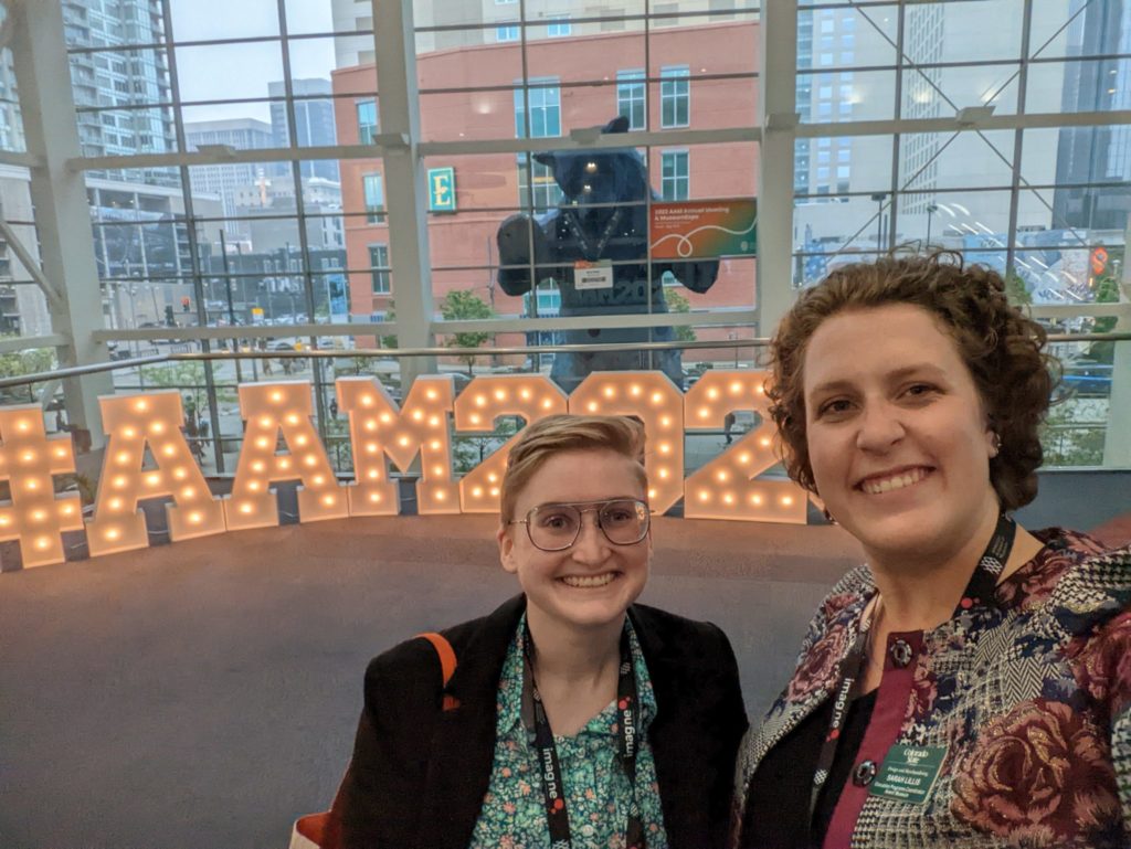Friesen, left, and the Avenir Museum's education programs coordinator, Sarah Lillis at the AAM 2023 annual meeting.