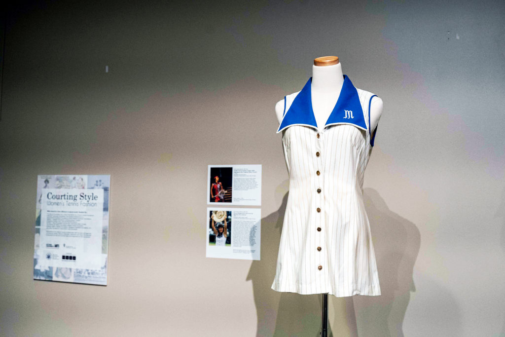 Images from Courting Style, a museum collection of clothing worn by professional women tennis players throughout the ages.