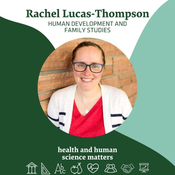 Health and Human Science Matters Podcast graphic featuring Rachel Lucas-Thompson