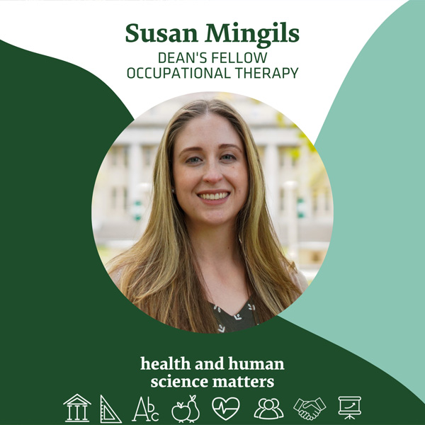 A Health and Human Science Matters podcast graphic featuring Susan Mingils