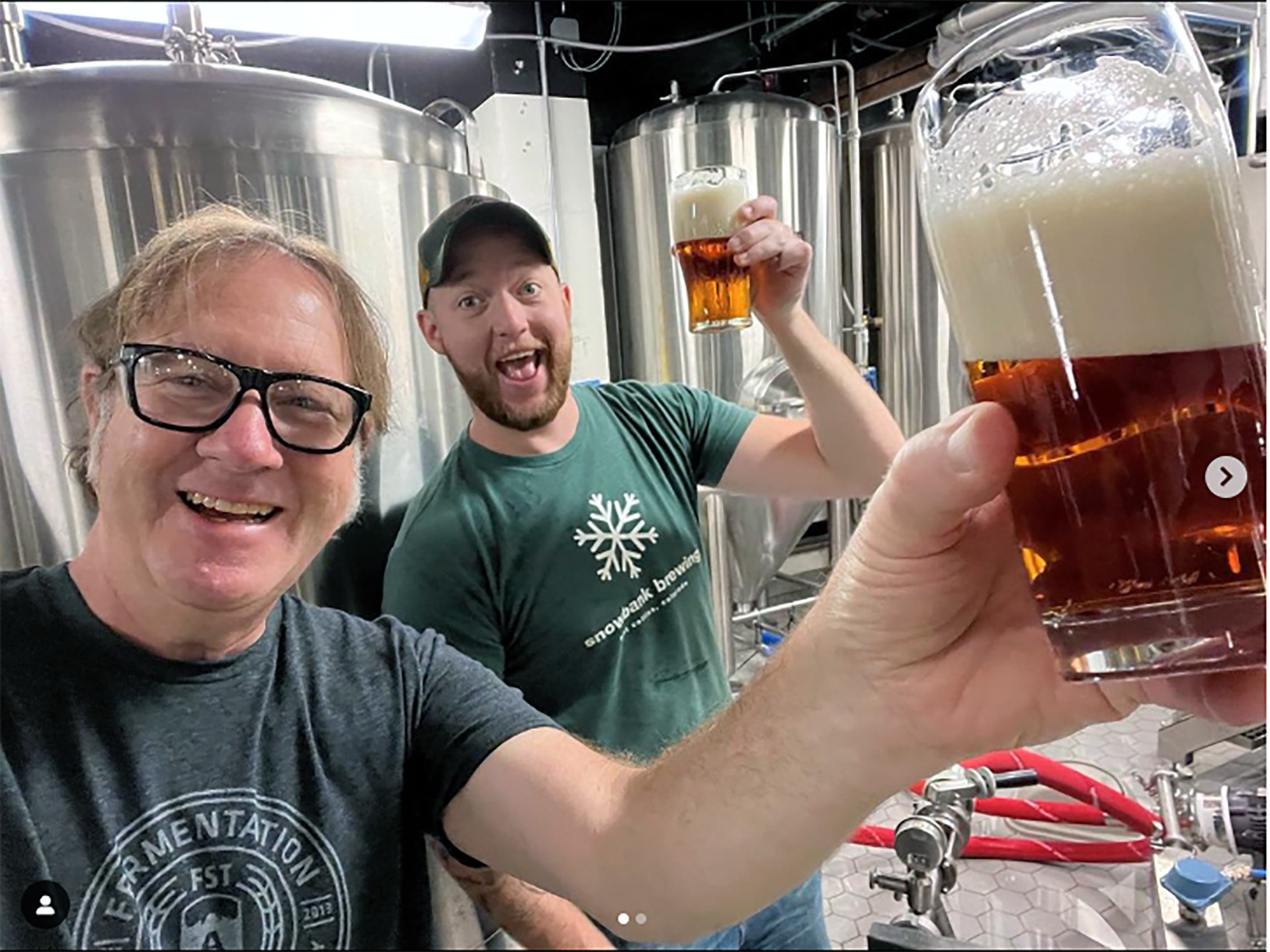 CSU's Ramskeller Brewhouse brewmaster Jeff Biegert (left) and assistant brewer KC Lyons test a beer.