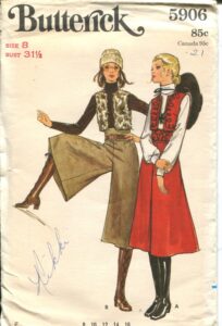 A Butterick cover showing to females wearing 70's apparel