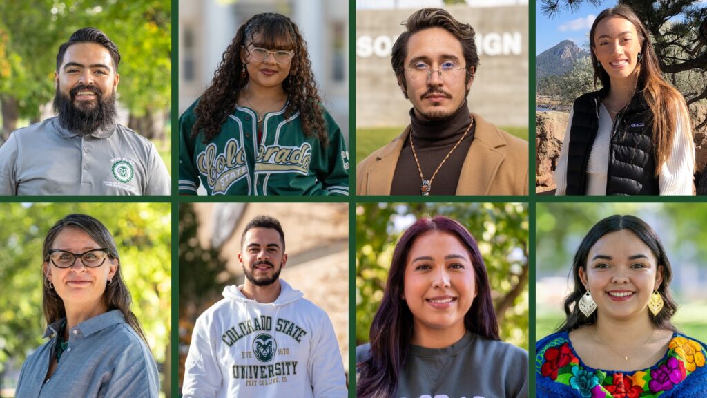 A graphic featuring and celebrating eight first-generation students in the CSU College of Health and Human Sciences.