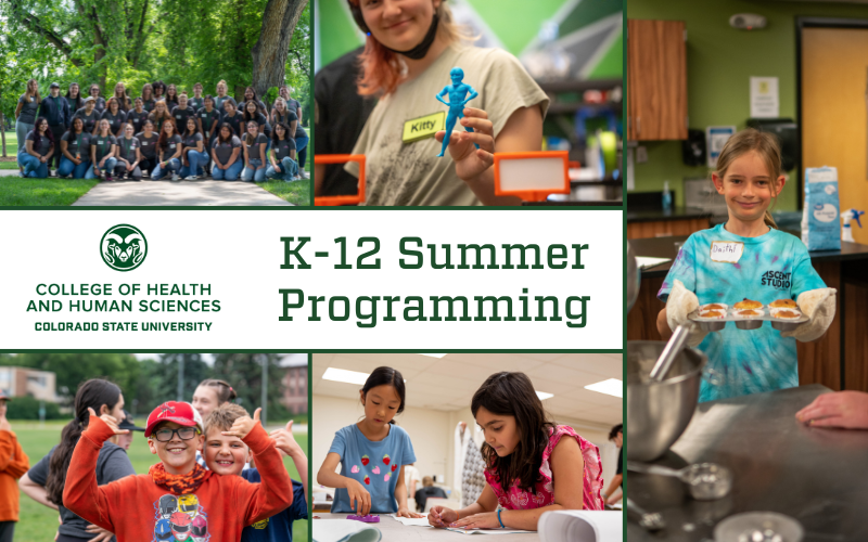 A graphic element containing photos of students and children with the text "K-12 Summer Programming"