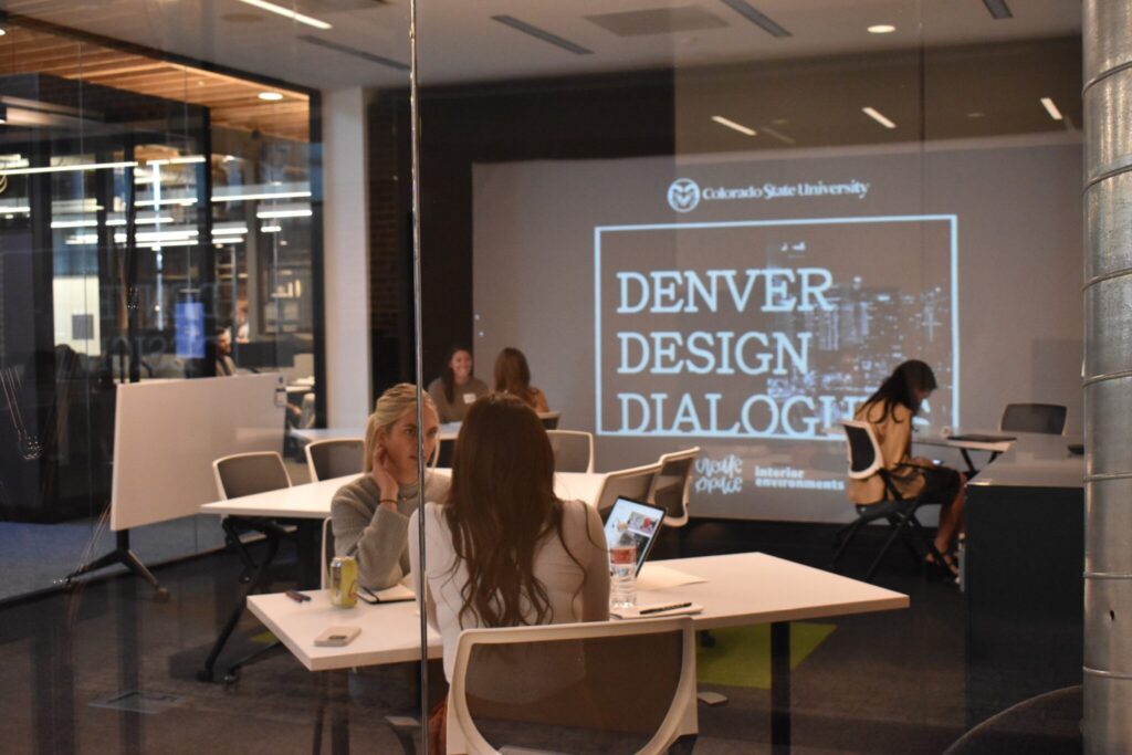 3 students pair up with design professionals for interviews at interior enviornmnets