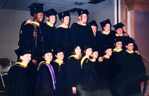 A group photo of the SAHE class of 2000 graduates.